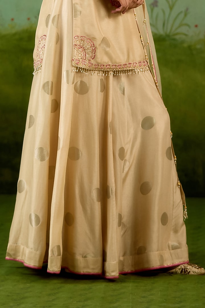 Ivory Silk Brocade Wedding Sharara Set by Shyam Narayan Prasad at Pernia's Pop Up Shop