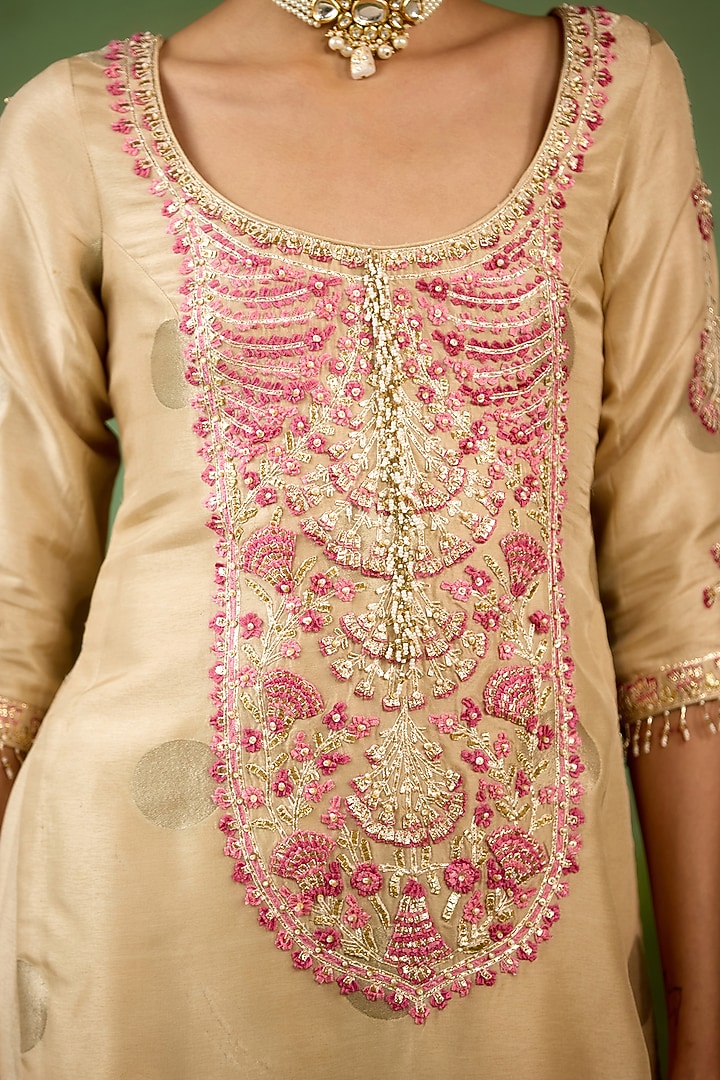 Ivory Silk Brocade Wedding Sharara Set by Shyam Narayan Prasad at Pernia's Pop Up Shop