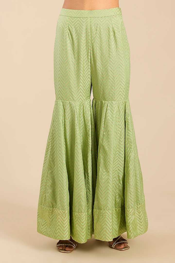 Nile Green Banarasi Silk Wedding Sharara Set by Shyam Narayan Prasad at Pernia's Pop Up Shop