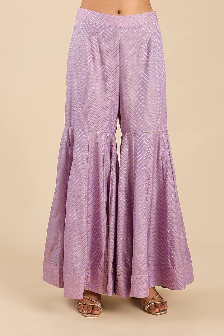 Lavender Mist Banarasi Silk Wedding Sharara Set by Shyam Narayan Prasad at Pernia's Pop Up Shop