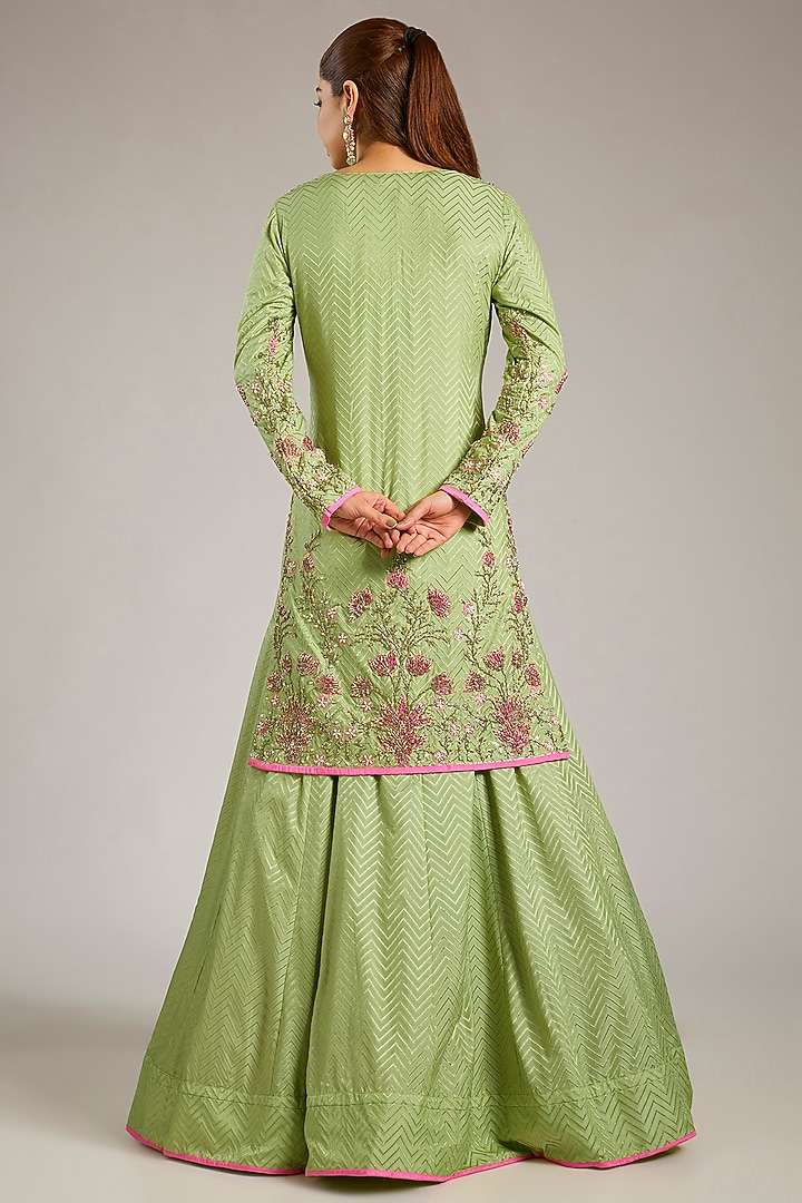 Nile Green Banarasi Silk Skirt Set by Shyam Narayan Prasad at Pernia's Pop Up Shop