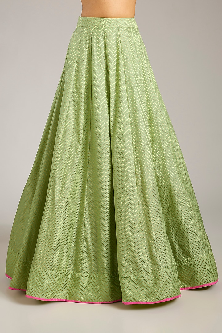 Nile Green Banarasi Silk Skirt Set by Shyam Narayan Prasad at Pernia's Pop Up Shop