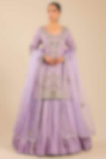 Lavender Mist Banarasi Silk Skirt Set by Shyam Narayan Prasad at Pernia's Pop Up Shop