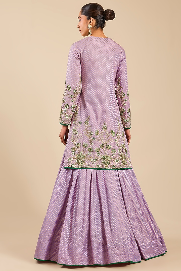 Lavender Mist Banarasi Silk Skirt Set by Shyam Narayan Prasad at Pernia's Pop Up Shop