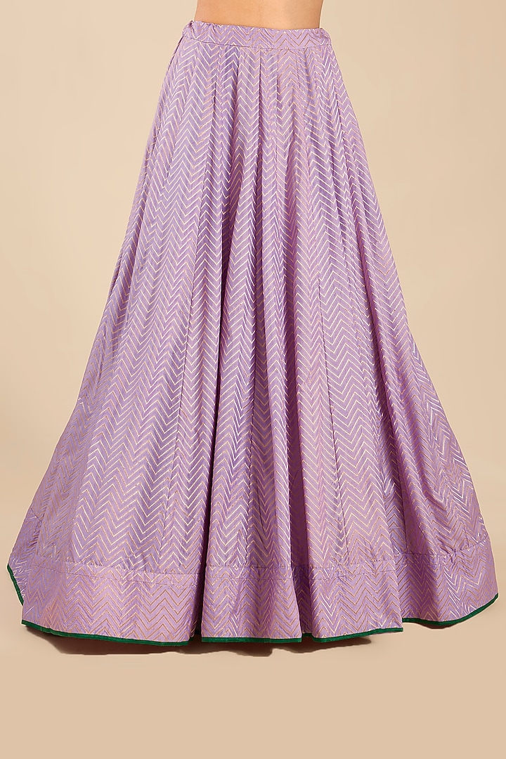 Lavender Mist Banarasi Silk Skirt Set by Shyam Narayan Prasad at Pernia's Pop Up Shop