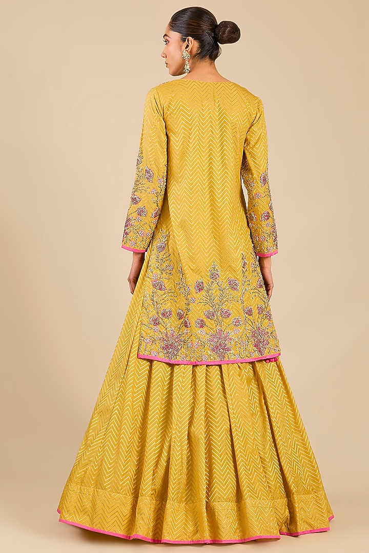 Maize Yellow Banarasi Silk Skirt Set by Shyam Narayan Prasad at Pernia's Pop Up Shop