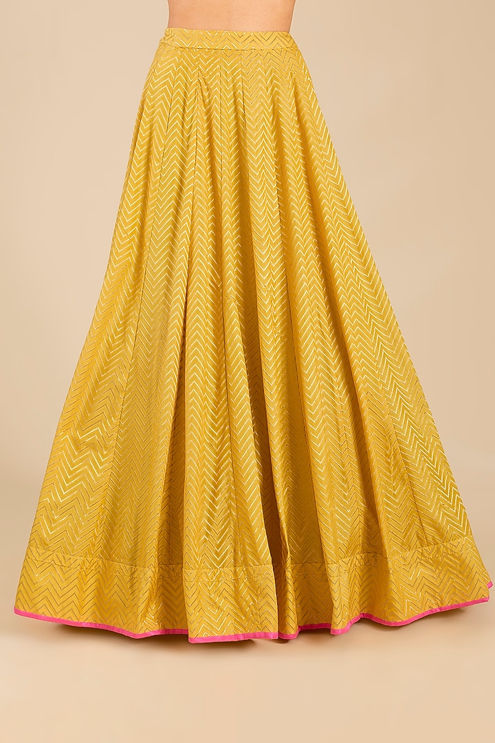 Maize Yellow Banarasi Silk Skirt Set by Shyam Narayan Prasad at Pernia's Pop Up Shop