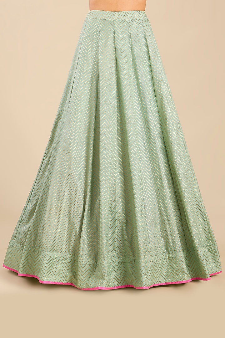 Sea Green Banarasi Silk Skirt Set by Shyam Narayan Prasad at Pernia's Pop Up Shop