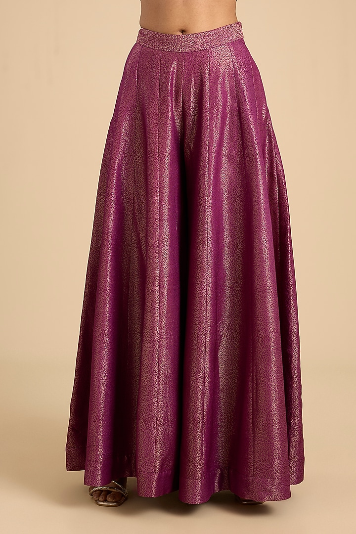 Purple-Wine Banarasi Silk Wedding Sharara Set by Shyam Narayan Prasad at Pernia's Pop Up Shop