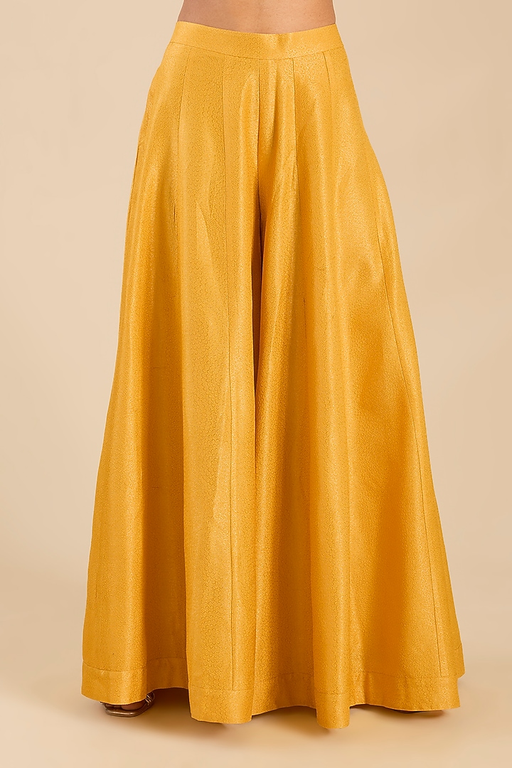 Yellow Banarasi Silk Wedding Sharara Set by Shyam Narayan Prasad at Pernia's Pop Up Shop