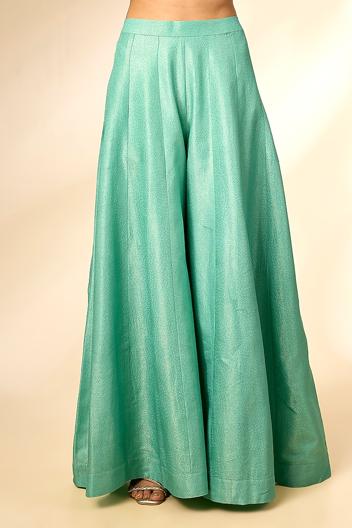 Opal Green Banarasi Silk Wedding Sharara Set by Shyam Narayan Prasad at Pernia's Pop Up Shop