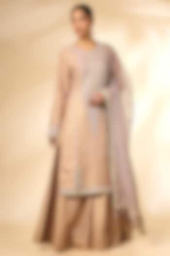 Neutral Banarasi Silk Wedding Sharara Set by Shyam Narayan Prasad at Pernia's Pop Up Shop