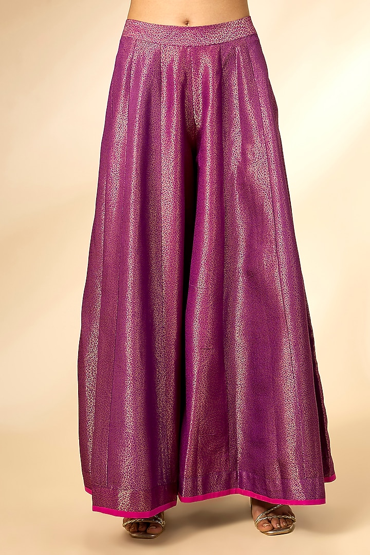 Purple Wine Banarasi Brocade Wedding Anarkali Set by Shyam Narayan Prasad at Pernia's Pop Up Shop