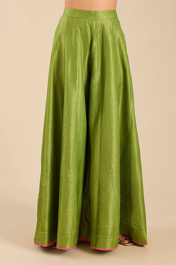 Citron Green Banarasi Silk Wedding Sharara Set by Shyam Narayan Prasad at Pernia's Pop Up Shop