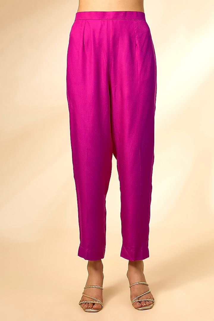 Rose Violet Banarasi Brocade Wedding Anarkali Set by Shyam Narayan Prasad at Pernia's Pop Up Shop