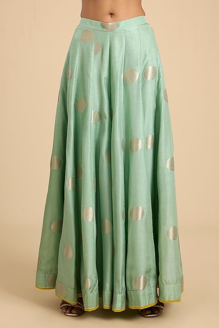 Mist Teal Green Silk Brocade Wedding Sharara Set by Shyam Narayan Prasad at Pernia's Pop Up Shop