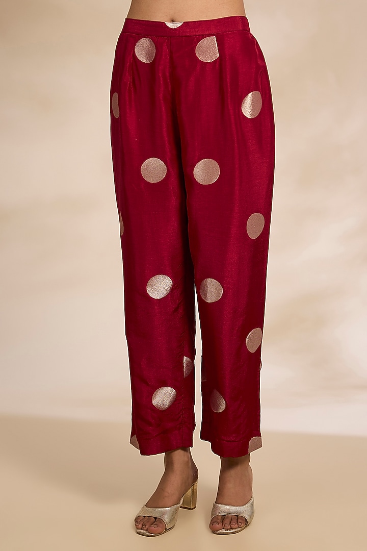 Maroon Silk Brocade & Organza Kurta Set by Shyam Narayan Prasad at Pernia's Pop Up Shop