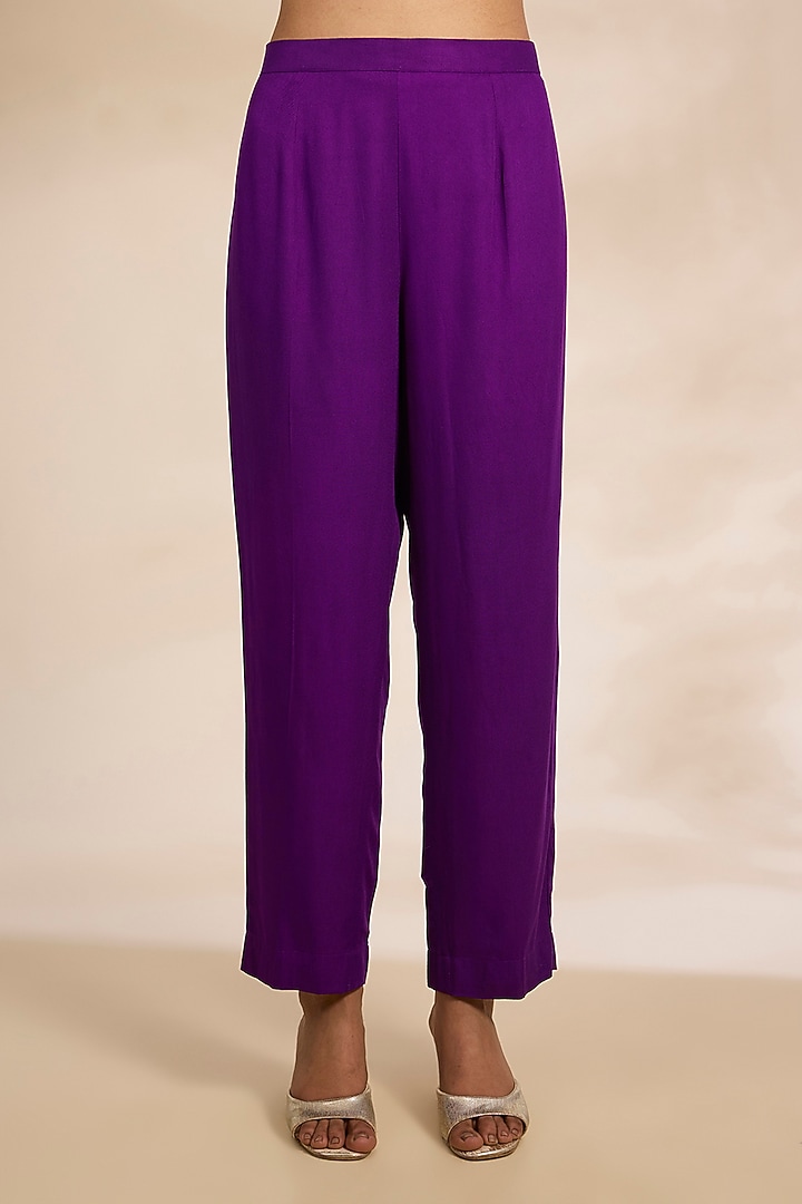 Purple Silk Brocade Party Wear Anarkali Set by Shyam Narayan Prasad at Pernia's Pop Up Shop