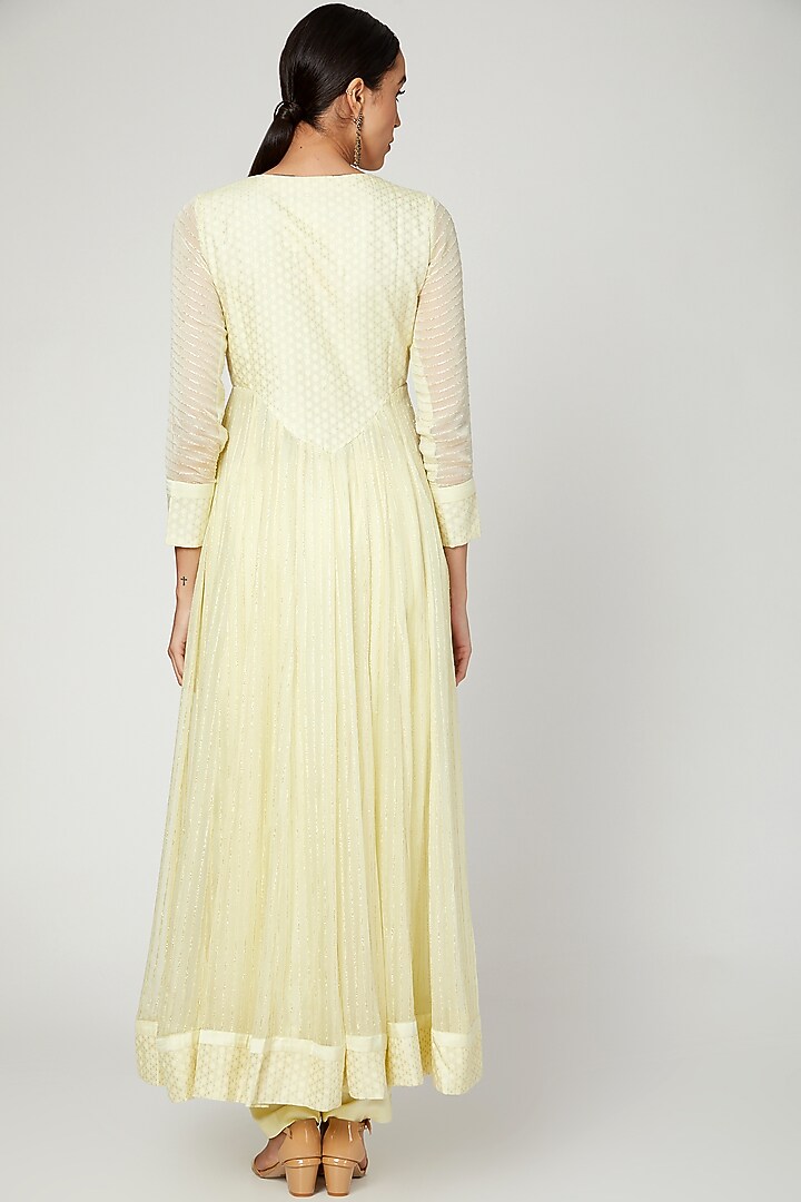 Cream Embroidered Party Wear Anarkali Set by Shyam Narayan Prasad at Pernia's Pop Up Shop