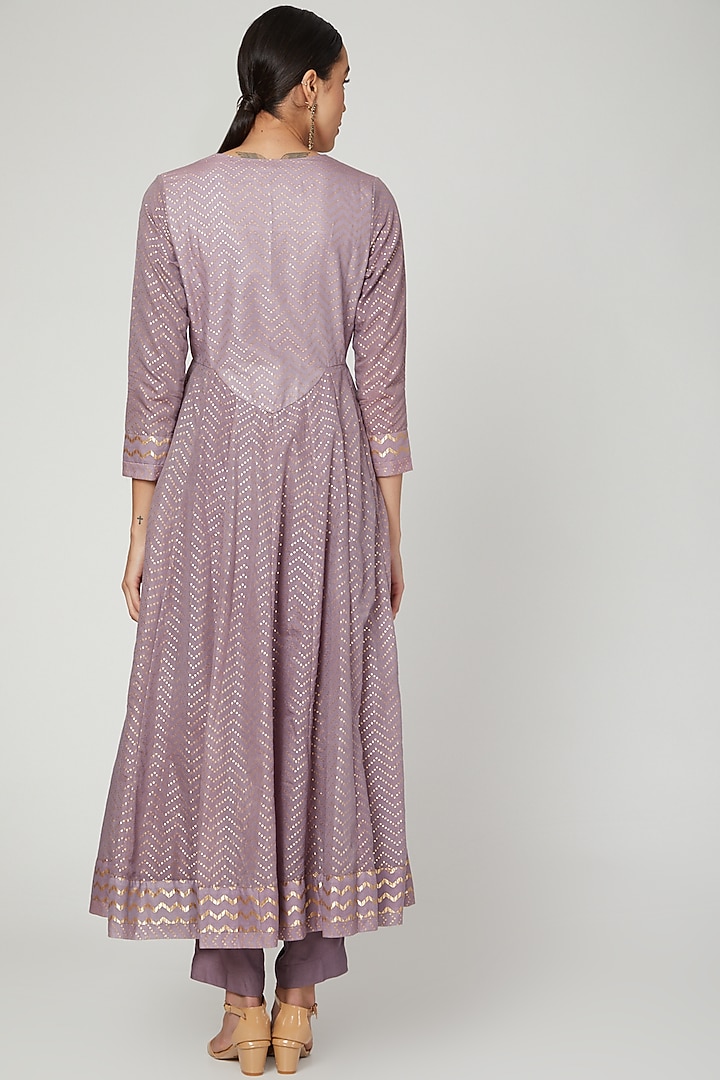 Wine Embroidered Party Wear Anarkali Set by Shyam Narayan Prasad at Pernia's Pop Up Shop