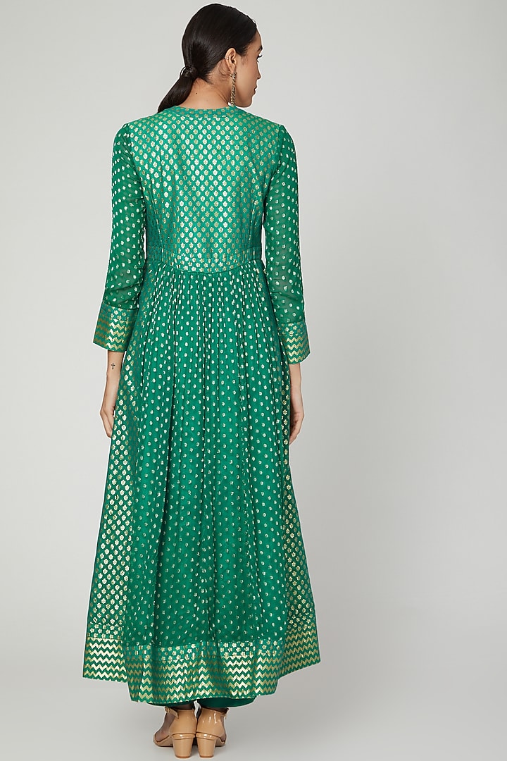 Bottle Green Embroidered Wedding Anarkali Set by Shyam Narayan Prasad at Pernia's Pop Up Shop