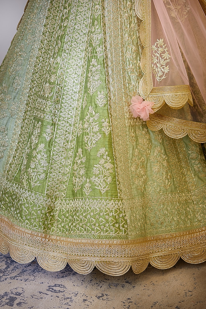 Green Embroidered Wedding Lehenga Set by Shyam Narayan Prasad at Pernia's Pop Up Shop