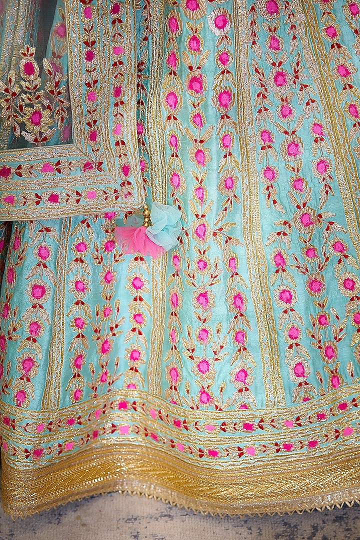 Blue Embroidered Wedding Lehenga Set by Shyam Narayan Prasad at Pernia's Pop Up Shop