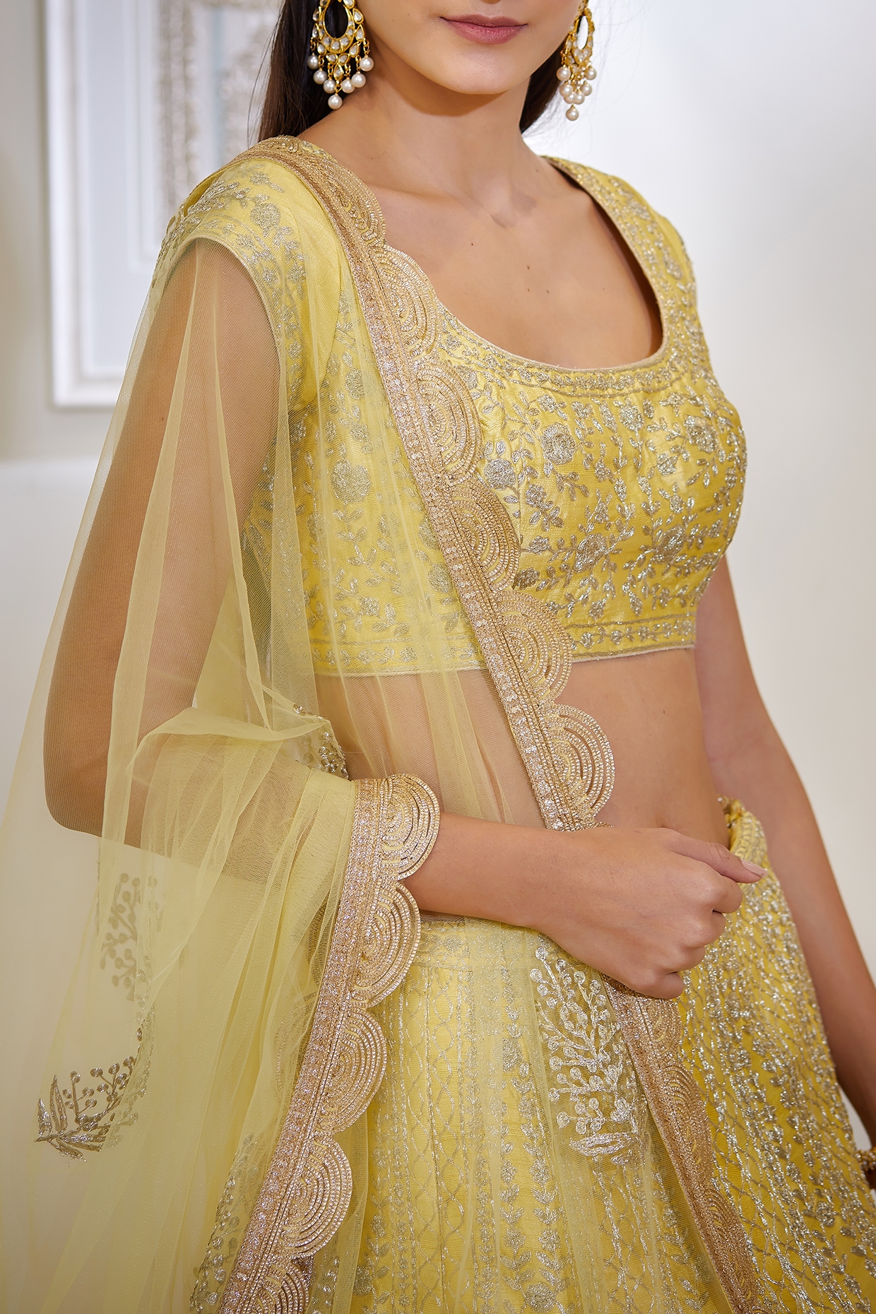 Buy VM TEJANI Women Yellow, Light Green Embellished Net Lehenga Choli Set  With Dupatta Online at Best Prices in India - JioMart.