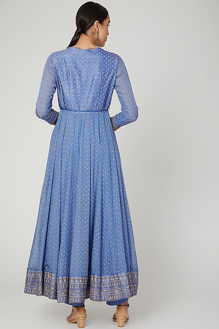 Light Blue Dori Embroidered Party Wear Anarkali Set by Shyam Narayan Prasad at Pernia's Pop Up Shop
