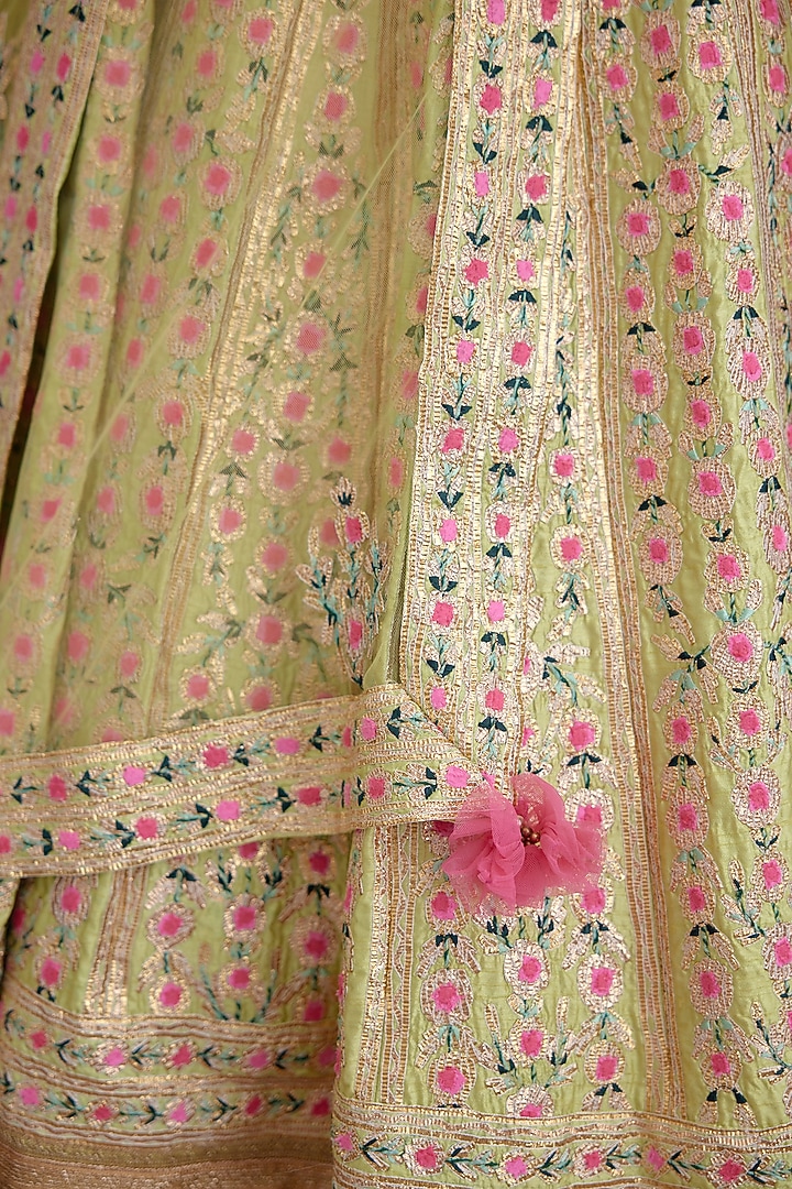 Light Green Embroidered Wedding Lehenga Set by Shyam Narayan Prasad at Pernia's Pop Up Shop