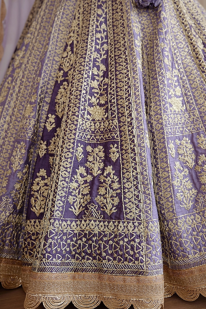 Mauve Purple Embroidered Wedding Lehenga Set by Shyam Narayan Prasad at Pernia's Pop Up Shop