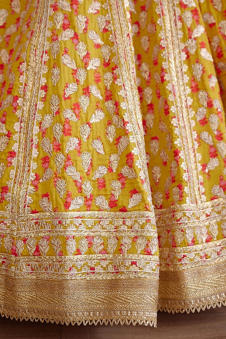 Mustard Yellow Embroidered Wedding Lehenga Set by Shyam Narayan Prasad at Pernia's Pop Up Shop