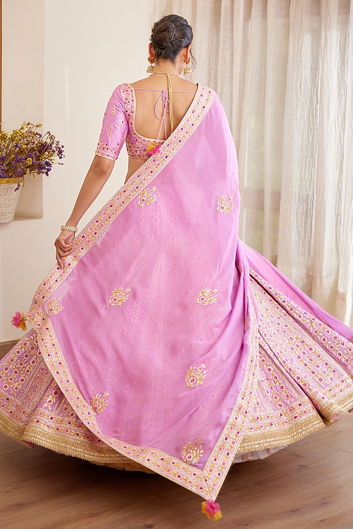 Lavender Embroidered Wedding Lehenga Set by Shyam Narayan Prasad at Pernia's Pop Up Shop