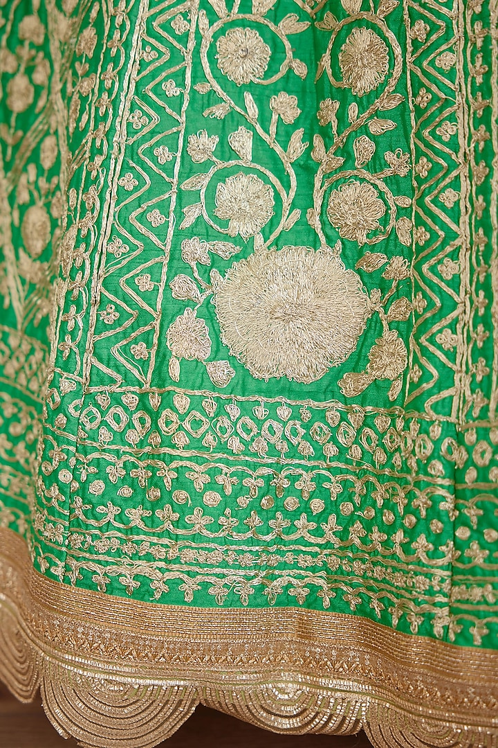 Green Zari Embroidered Wedding Lehenga Set by Shyam Narayan Prasad at Pernia's Pop Up Shop
