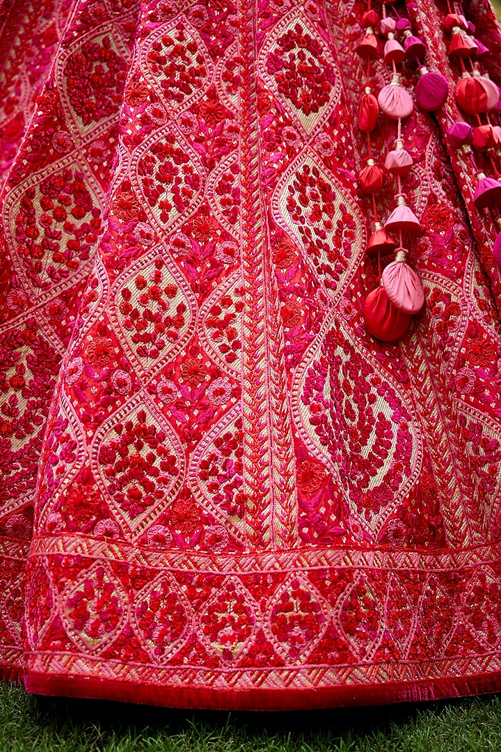 Pink & Maroon Embroidered Bridal Lehenga Set by Shyam Narayan Prasad at Pernia's Pop Up Shop