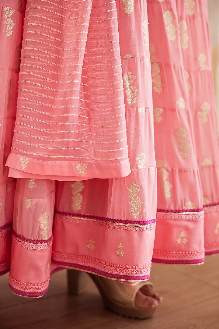 Rose Pink Embroidered Wedding Anarkali Set by Shyam Narayan Prasad at Pernia's Pop Up Shop