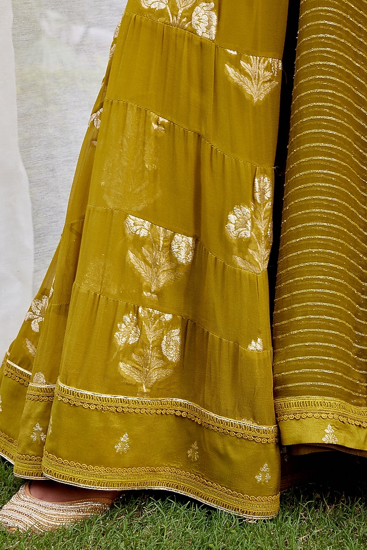 Mehendi Green Embroidered Wedding Anarkali Set by Shyam Narayan Prasad at Pernia's Pop Up Shop
