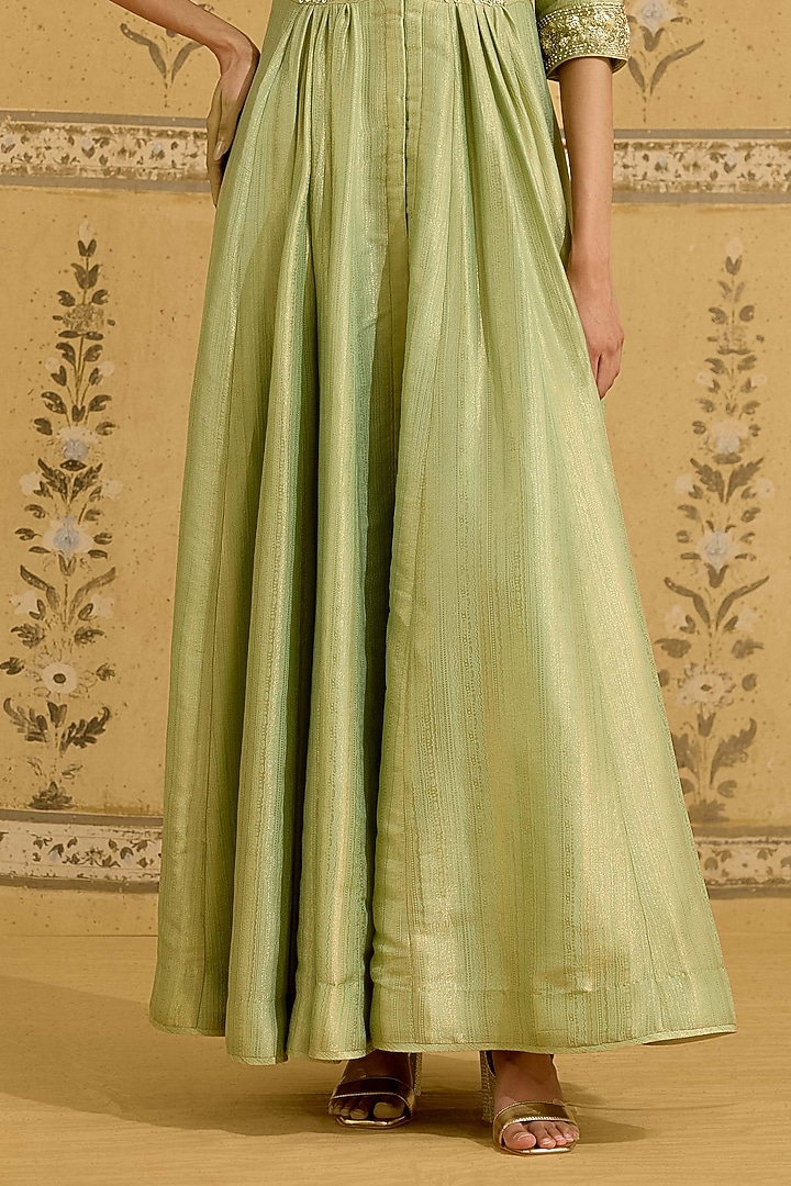 Nile Green Banarasi Brocade Embroidered Wedding Anarkali Set by Shyam Narayan Prasad at Pernia's Pop Up Shop