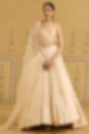 Ivory Raw Silk & Brocade Embroidered Wedding Lehenga Set by Shyam Narayan Prasad at Pernia's Pop Up Shop