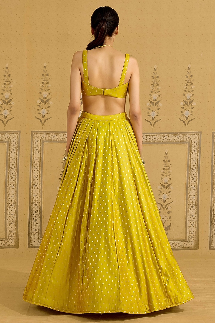 Apple Green Silk Brocade Zardosi Embroidered Wedding Lehenga Set by Shyam Narayan Prasad at Pernia's Pop Up Shop