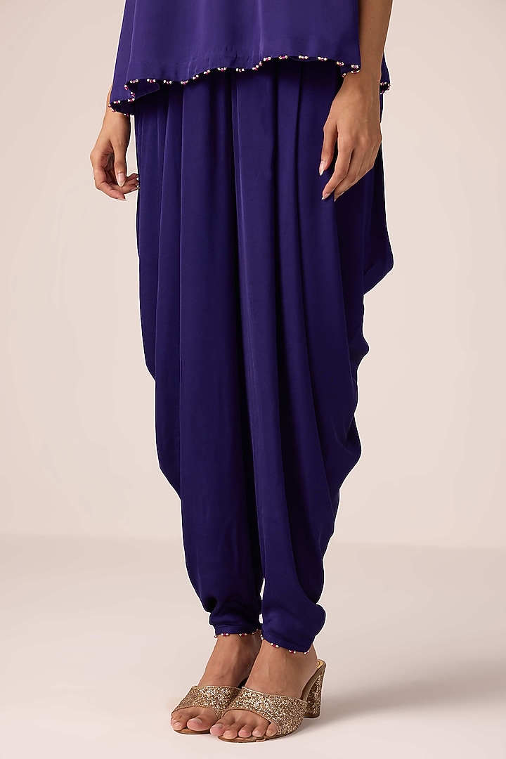Purple Wine Organza Satin Dhoti Set by Shyam Narayan Prasad at Pernia's Pop Up Shop