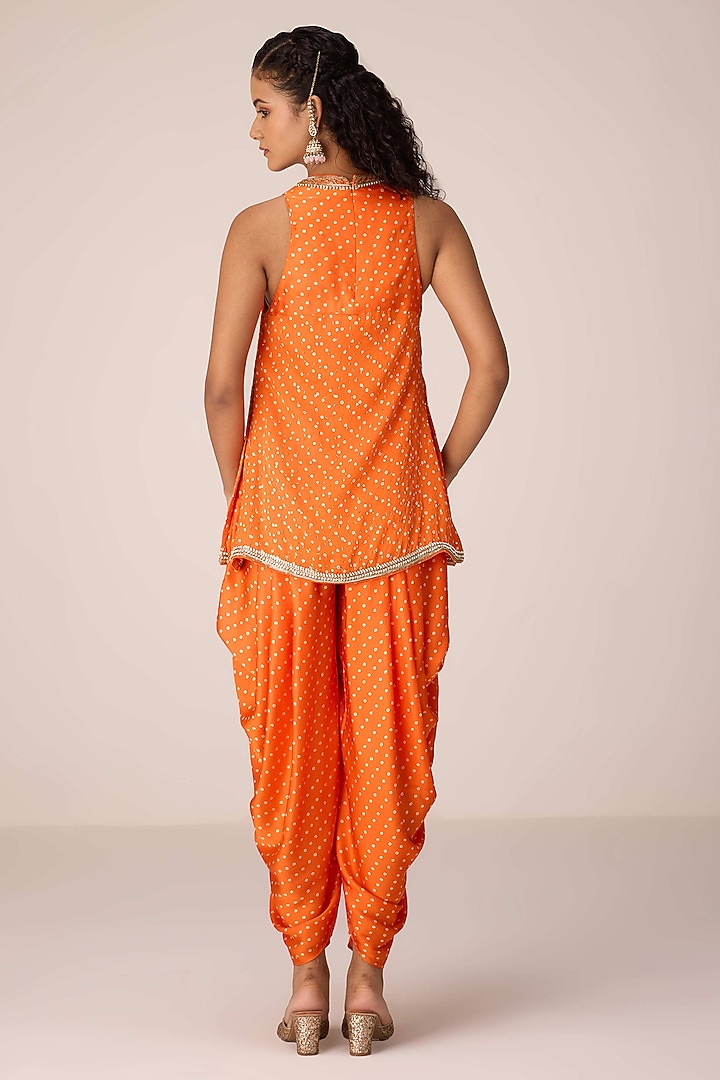Orange Modal Satin Dhoti Set by Shyam Narayan Prasad at Pernia's Pop Up Shop