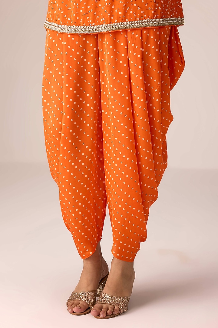 Orange Modal Satin Dhoti Set by Shyam Narayan Prasad at Pernia's Pop Up Shop