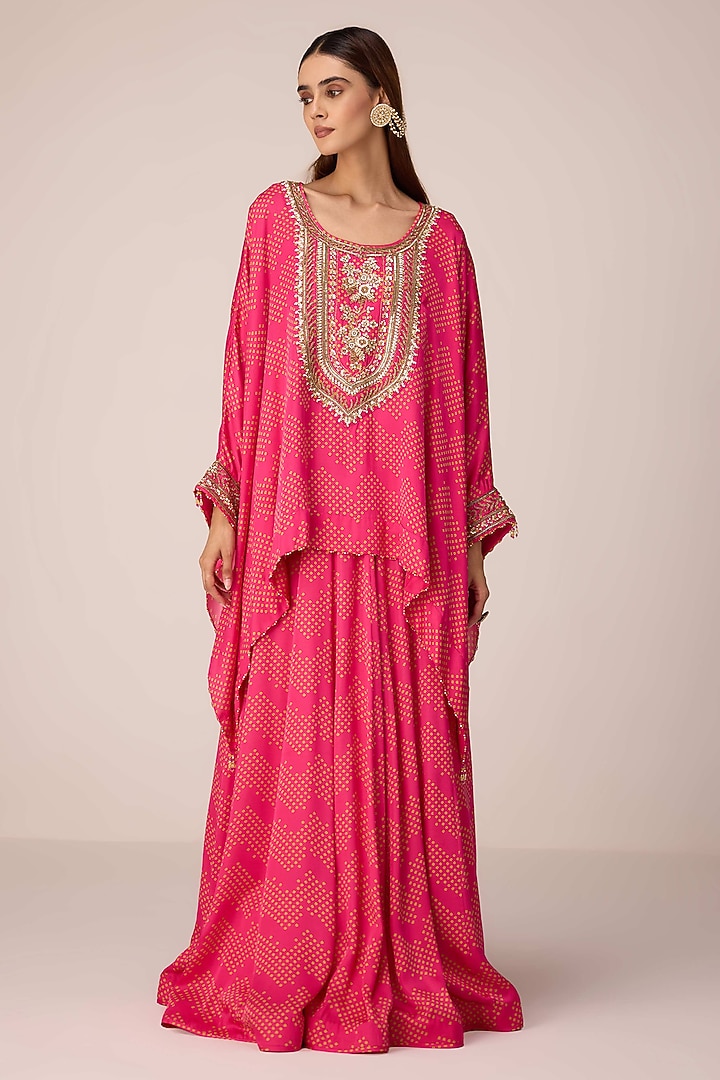 Pink Modal Satin Skirt Set by Shyam Narayan Prasad at Pernia's Pop Up Shop
