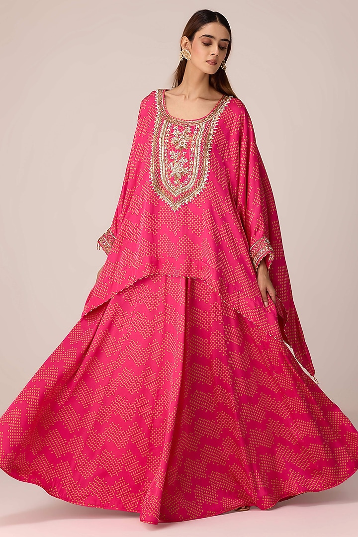 Pink Modal Satin Skirt Set by Shyam Narayan Prasad at Pernia's Pop Up Shop