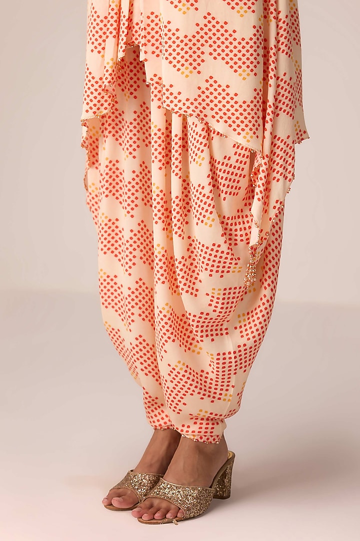 Ivory Modal Satin Bandhani Printed & Embroidered Kurta Set by Shyam Narayan Prasad at Pernia's Pop Up Shop