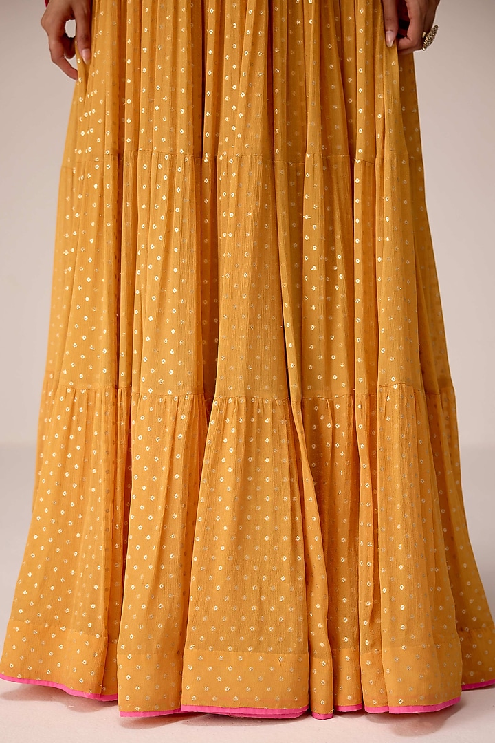 Mustard Yellow Raw Silk Zardosi Embroidered Party Wear Anarkali Set by Shyam Narayan Prasad at Pernia's Pop Up Shop