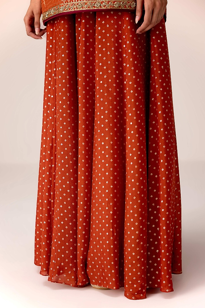 Rust Orange Chinon Skirt Set by Shyam Narayan Prasad at Pernia's Pop Up Shop