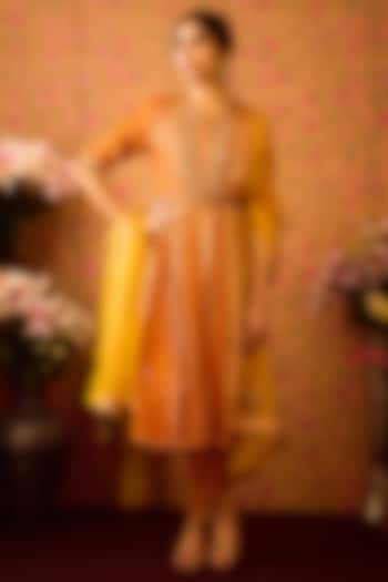 Mustard Yellow Silk Brocade Zardosi Embroidered Kurta Set by Shyam Narayan Prasad at Pernia's Pop Up Shop