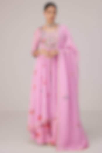 Lavender Dola Silk Zardosi Embroidered Wedding Anarkali Set by Shyam Narayan Prasad at Pernia's Pop Up Shop